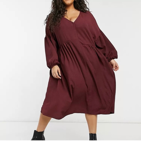 ASOS oversized textured shirt smock midi dress